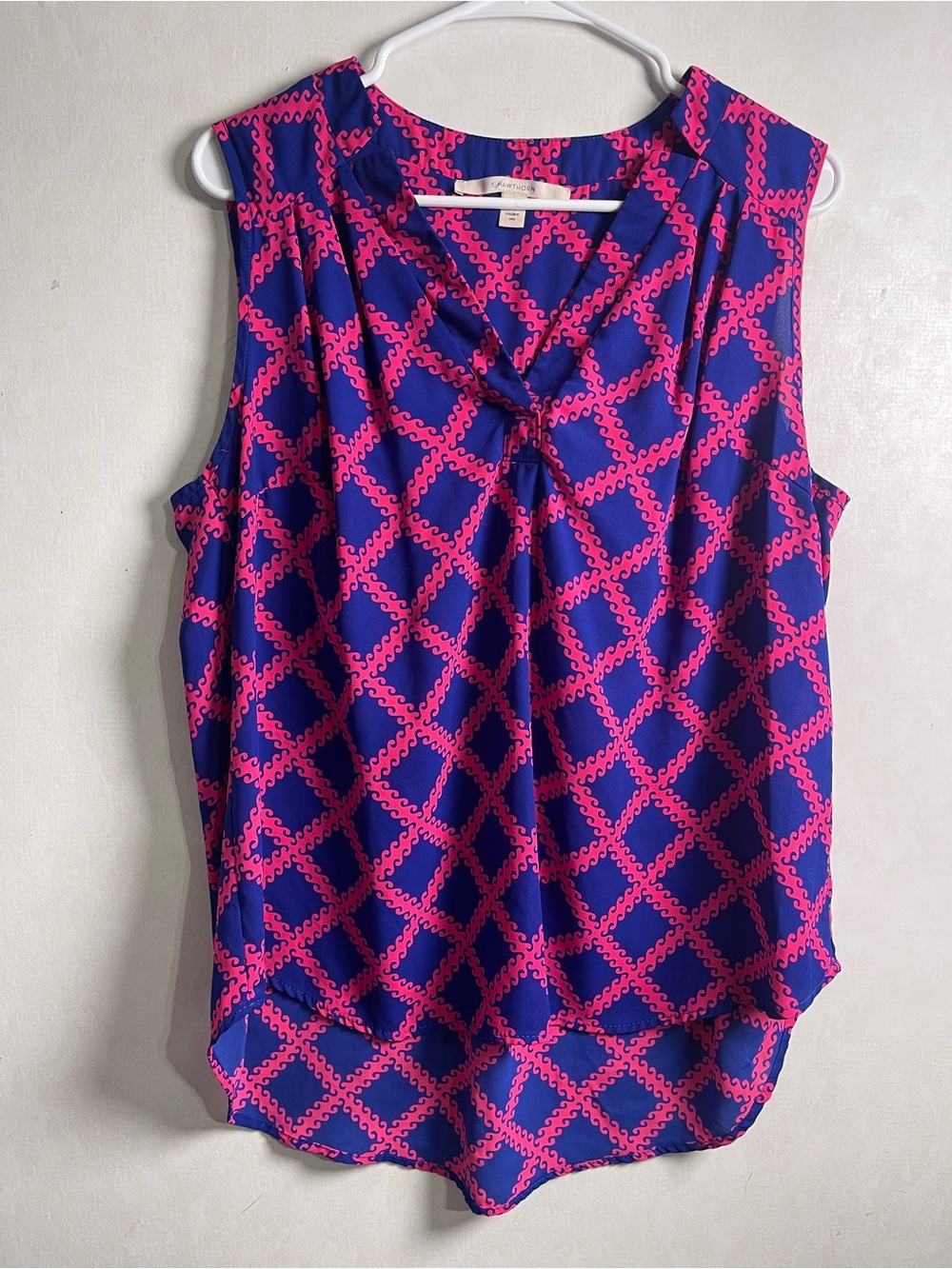 41 Hawthorne Top Women’s Blue Pink Shelly Split Neck Blouse Size 1X
